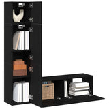TV Cabinet Set Wall-mounted 4 pcs Black oak 130.5 x 30 x 140 cm 3333052