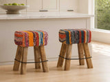 Bar Stool 2 pcs Multicolour 44 x 33 x 74 cm Real Leather 42042128