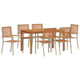Garden Dining Set 7 pcs Beige Solid Acacia Wood 3365540