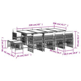 13 Piece Garden Dining Set with Cushions Black Poly Rattan 3210978