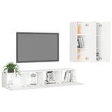 4 Piece TV Cabinet Set White Engineered Wood 3078686