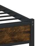 Metal Bed Frame without Mattress Smoked Oak 100x190 cm 4007826