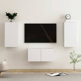 3 Piece TV Cabinet Set White Engineered Wood 3078657