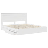 Storage Bed with Headboard White 200 x 200 cm Engineered Wood 3410219