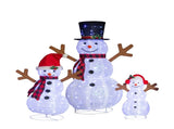 Set of 3 Lighted Snowman Family Christmas Yard Decorations, 60cm 90cm 120cm Pre-lit Pull Up Snowman 12090864