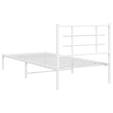 Metal Bed Frame without Mattress with Headboard White 90x200cm 355603