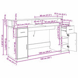 Desk with Drawer Black oak 160 x 55 x 91 cm Engineered wood 3365615