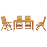 Garden Dining Set Folding 5 pcs Brown Solid Acacia Wood 3375626