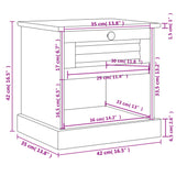 ZNTS Bedside Cabinet VIGO 42x35x42 cm Solid Wood Pine 353154