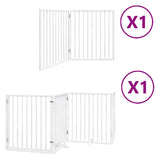 Dog Gate with Door Foldable 6 Panels White 480 cm Poplar Wood 3155565