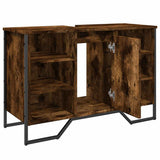 Bathroom Sink Cabinet Smoked Oak 91x35x60 cm Engineered Wood 848666
