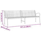 Garden Bench Brown 231 cm Wood and Powder-coated Steel 366539