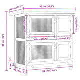 Outdoor Rabbit Hutch Small Animal House Pet Cage 4 Doors Wood 170159