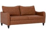 Faux Leather Marble-Effect Two-Seater Sofa - Brown T3398P424908