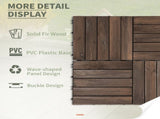 27 Pcs Solid Wood Interlocking Decking Tiles For Patio, Balcony, Roof Terrace, Hot Tub, Black, T3398P320027