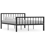 284571 Bed Frame without Mattress Black Metal 140x200 cm