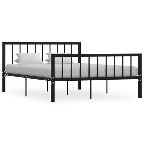 284571 Bed Frame without Mattress Black Metal 140x200 cm