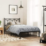 Bed Frame Black Steel Single Rectangular Modern Durable 376124
