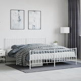 ZNTS Metal Bed Frame with Headboard and Footboard White 183x213 cm 374509