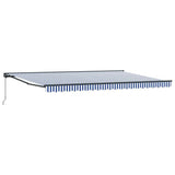 Retractable Awning Manual Blue and White 500x300 cm Fabric 3331197