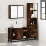 ZNTS 3 Piece Bathroom Furniture Set Smoked Oak Engineered Wood 3301152