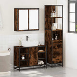 3 Piece Bathroom Furniture Set Smoked Oak Engineered Wood 3301152