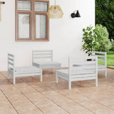 4 Piece Garden Lounge Set White Solid Pinewood 3082403