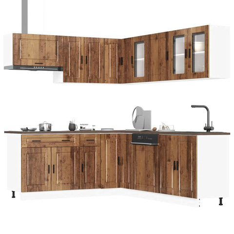 ZNTS 11 Piece Kitchen Cabinet Set Porto Old Wood Engineered Wood 3314939