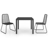 Dining Set Black PVC Rattan, Steel, Aluminium, WPC Lightweight 3060118