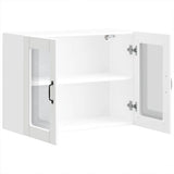 Kitchen Wall Cabinet with Glass Door Lucca White Engineered Wood 853847