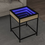 ZNTS Coffee Table with Infinity LED Sonoma Oak 40x40x51 cm 847673