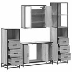 ZNTS 4 Piece Bathroom Furniture Set Grey Sonoma Engineered Wood 3301253