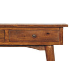 Solid Wood Mini Chestnut Hallway Console, 2 Drawers, Nordic Legs, Chestnut, Brown B2743P403207