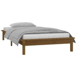 LED Bed Frame without Mattress Honey Brown 90x190 cm Single Solid Wood 820639