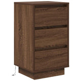 Bedside Cabinet with LED Lights Brown Oak 38x34x65 cm 861307