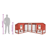 Outdoor Rabbit Hutch with Run Red and White Solid Fir Wood 170875