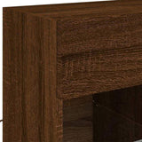 TV Wall Cabinet with LED Lights Brown Oak 58.5x30x60.5 cm 837098