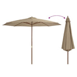 Garden Parasol with Wooden Pole 350 cm Taupe 44530