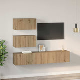 TV Cabinet Set Wall-mounted 4 pcs Artisan Oak Engineered Wood 3393395