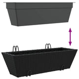 ZNTS Planters with hooks 2 pcs Black Poly Rattan 366401