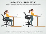 Drafting Chair with Flip-up Armrest, Mesh Office Stool with Foot Ring, 360 Degree Swivel Height T3398P344414