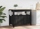 Kitchen Trolley MONZA Black 84 x 40 x 88.5 cm Solid Pine Wood 42027040