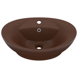 Luxury Basin Overflow Oval Matt Dark Brown 58.5x39 cm Ceramic 146940