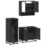 ZNTS 3 Piece Bathroom Furniture Set Black Engineered Wood 3300975