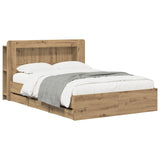 Bed Frame with Storage and Headboard Artisan Oak 150 x 200 cm 3445807