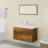 Bathroom Furniture Set Smoked Oak Engineered Wood 3120351