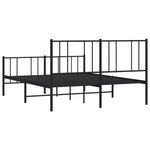 ZNTS Metal Bed Frame without Mattress with Footboard Black 120x200cm 352496