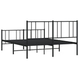 ZNTS Metal Bed Frame without Mattress with Footboard Black 120x200cm 352496