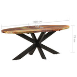 321676 Dining Table Oval 200x100x75 cm Solid Reclaimed Wood