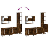 4 Piece Bathroom Furniture Set Smoked Oak Engineered Wood 3214692